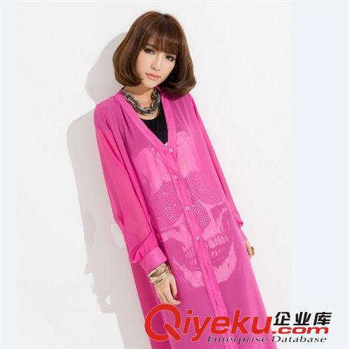 廠家批發(fā) 夏女裝長款雪紡衫防曬服長袖外套防曬衫雪紡開衫防曬衣原始圖片2
