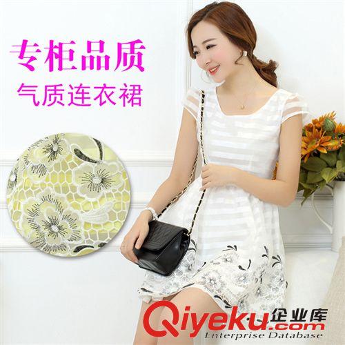 2014夏季新款連衣裙 韓國代購歐根紗刺繡修身品牌連衣裙廠家直銷原始圖片3