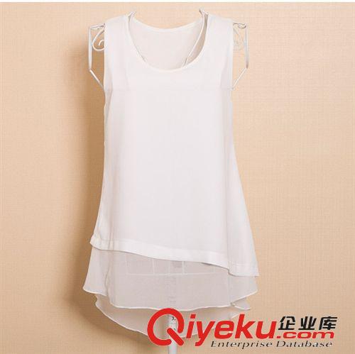 2013年新款夏裝糖果色雪紡衫 百搭拼接假兩件吊帶 裙式背心 女