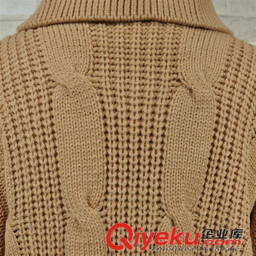 zp波西米亞 粗麻花棒長款高領毛衣外套 兩色入 H8118原始圖片3