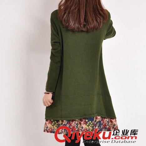 2013秋冬新款 韓版大碼長袖打底 碎花拼接休閑女士連衣裙 h8276