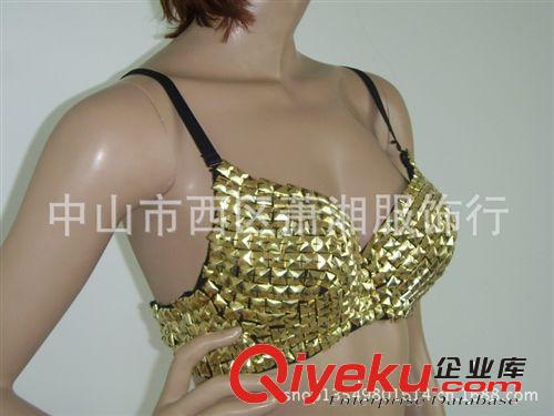ladygaga夜店酒吧歌手舞臺裝DS演出服 新款性感方形鉚釘文胸原始圖片2