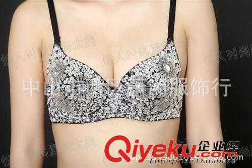 DS演出服舞臺裝肚皮舞鋼管舞 夜店酒吧歌手服 三朵花亮片水鉆文胸原始圖片2