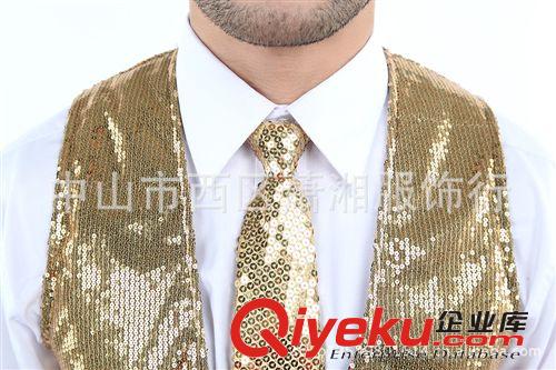 2014新款男式男士亮片馬甲馬夾演出服舞蹈主持?jǐn)z影金色馬甲男爆原始圖片3