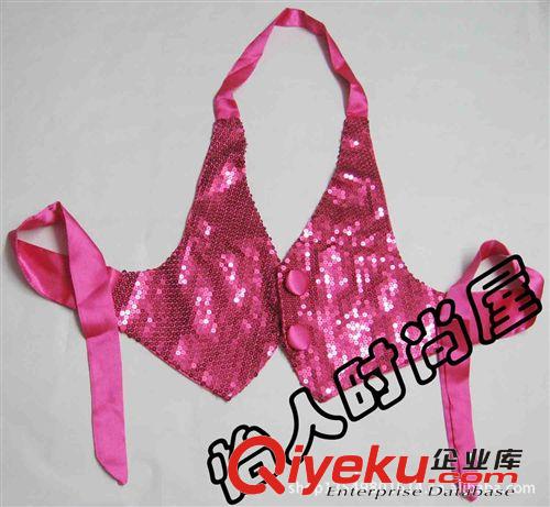 演出服舞臺裝領舞服街舞鋼管舞JAZZ爵士舞夜店性感亮片馬甲 玫紅原始圖片2