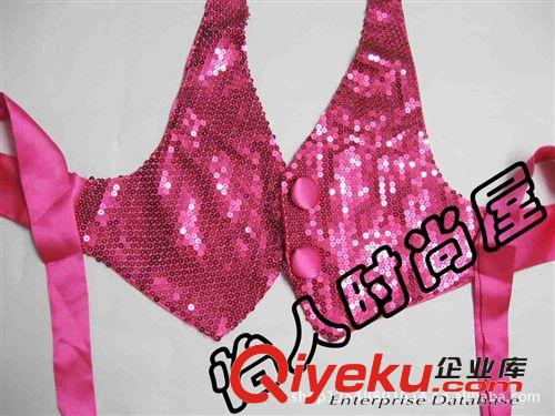 演出服舞臺裝領舞服街舞鋼管舞JAZZ爵士舞夜店性感亮片馬甲 玫紅原始圖片3