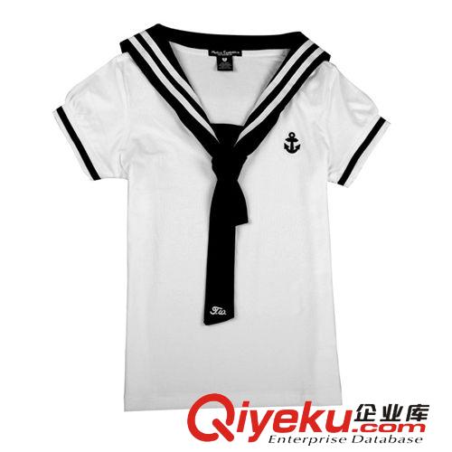 廠價批發女裝海軍可愛學院風翻領短袖T恤棉#1171原始圖片3