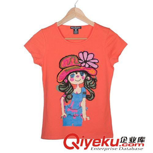 廠價批發韓版女裝印花圓領短袖T恤中長款泡泡袖t恤包臀棉#901