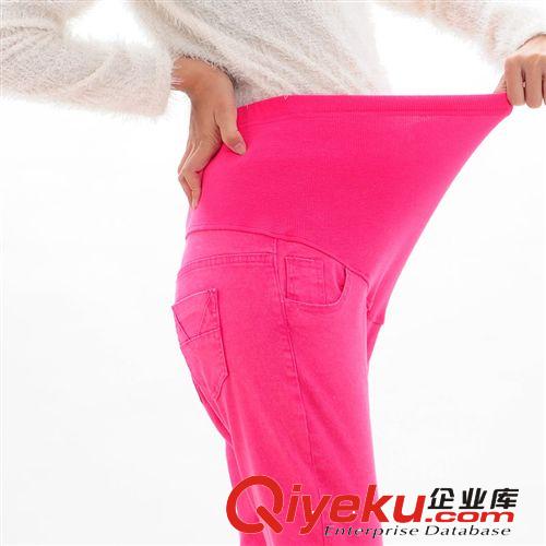 1041新款孕婦裝糖果色燙金折皺釘珠孕婦褲 高腰七分打底褲批發(fā)