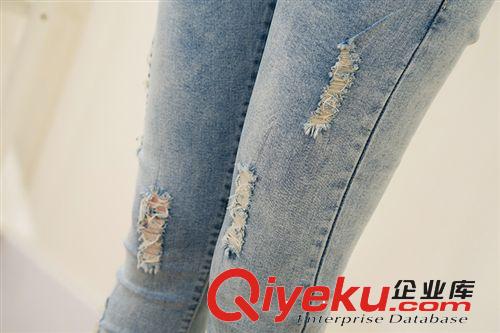 孕婦牛仔破洞小腳褲 九分褲 孕婦托腹褲3008 廠家直銷原始圖片2