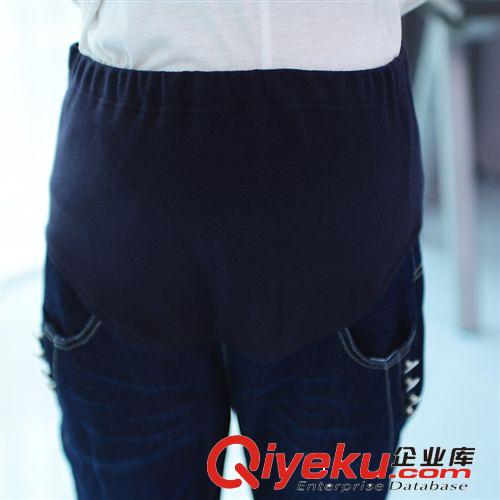 2014夏季新款孕婦時尚牛仔九分褲孕婦牛仔托腹褲批發原始圖片2