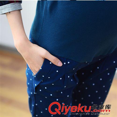 春款韓波點(diǎn)托腹孕婦褲圓點(diǎn)修身小腳哈倫褲孕婦裝印花孕婦打底褲原始圖片2