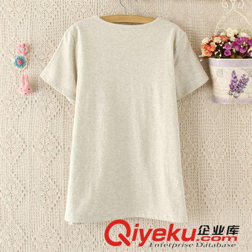 夏裝新款2014日系森女系貓頭鷹印花圓領(lǐng)套頭文藝女裝短袖T恤1176原始圖片3