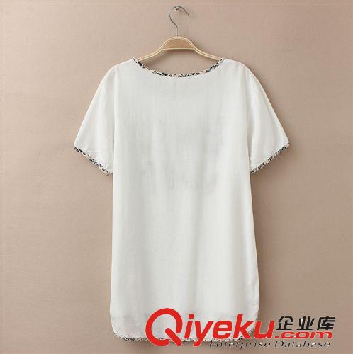 2014夏季新款品牌女裝民族風(fēng)刺繡棉麻短袖T恤女刺繡女士t恤短袖女原始圖片2