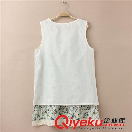 2014夏季新款森女品牌小清新碎花棉質(zhì)吊帶裙背心連衣裙兩件套裙原始圖片2