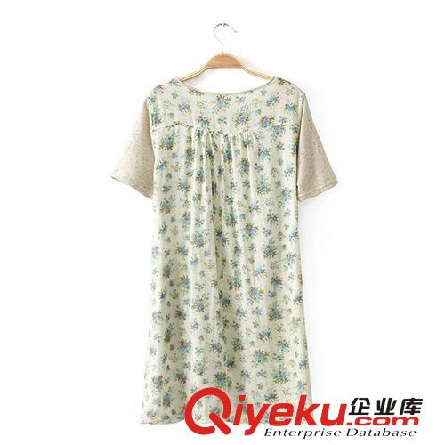 日系女裝 2014夏季新款女裝圓領(lǐng)短袖全棉印花小翠花連衣裙1023原始圖片2