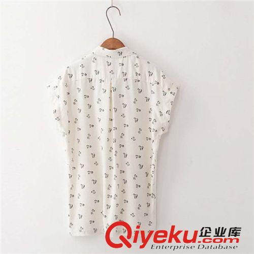 日系森女系列清新小馬棉麻短袖襯衫 文藝百搭襯衣 女裝襯衫1036原始圖片2