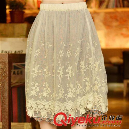 2014新款夏季女裝 日式森女系棉麻刺繡圓領短袖下擺鏤空花邊986
