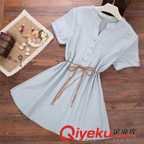 2014夏裝新款品牌女裝日系純麻繡花開衫單排扣送腰帶女襯衫長款原始圖片2