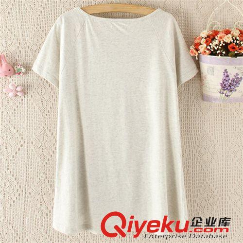 2014夏季女裝日系清新學(xué)院風(fēng)純棉卡通可愛可愛貓咪短袖t恤女898原始圖片3