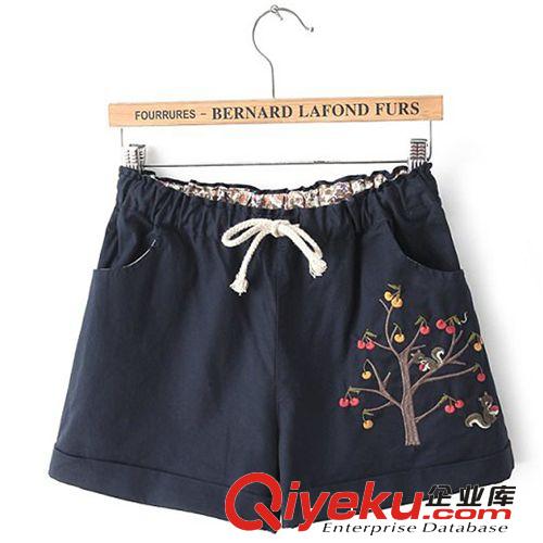 2014新款森女全棉日式休閑短褲小松鼠卡通刺繡花邊寬松裙褲子899原始圖片2