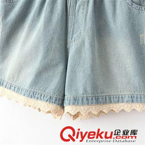 2014夏裝新款女裝 森女風 光板花邊女裝短款牛仔褲 廠家直銷 915原始圖片3