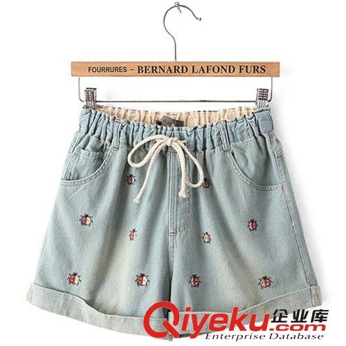 2014夏裝新款女裝 森女風 光板花邊女裝短款牛仔褲 廠家直銷 915