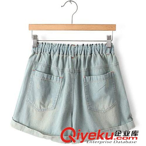 日系森女風 2014夏季新款 刺繡甲殼蟲抽繩女士牛仔褲短褲薄款906原始圖片2