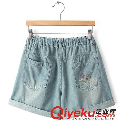 2014夏季新款 日系女裝 刺繡小蜜蜂抽繩女士牛仔短褲薄款 905原始圖片2