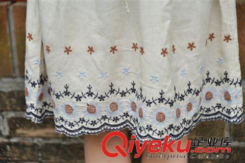 日系 2014夏新款女裝  棉麻刺繡名族風女士連衣裙 爆款868原始圖片3
