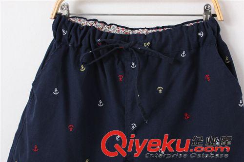 2014新款夏季日系女裝松緊刺繡海錨圖案鏤空花邊女士休閑短褲784原始圖片2