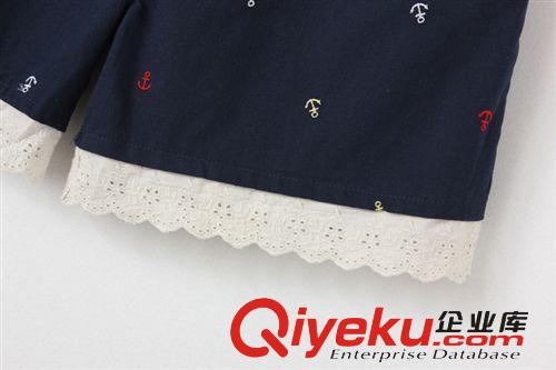 2014新款夏季日系女裝松緊刺繡海錨圖案鏤空花邊女士休閑短褲784原始圖片3