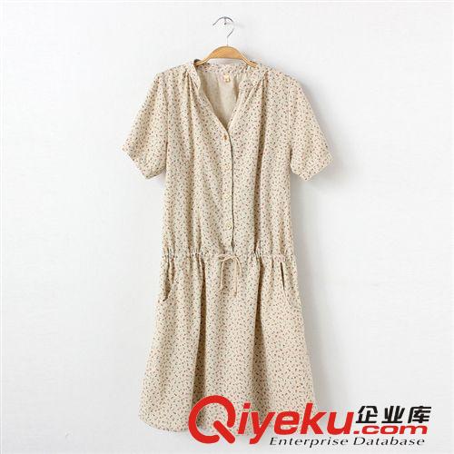 日系女裝 2014夏季新款女士寬松棉麻刺繡花邊圓領(lǐng)套頭短袖兩色767
