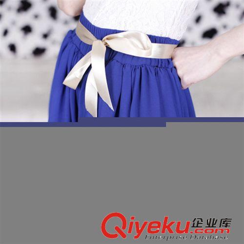 韓版夏季少女休閑糖果色燈籠褲百褶高腰雪紡裙褲原始圖片3
