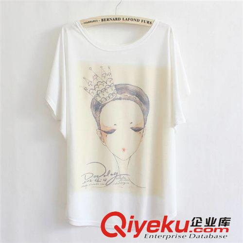 2014新款歐美卡通花朵寬松多色大碼蝙蝠袖短袖T恤衫廠家直銷原始圖片2
