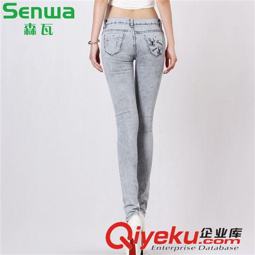 【預售】女式牛仔鉛筆褲批發9522手工磨破小腳彈力褲沙溪牛仔褲廠原始圖片3