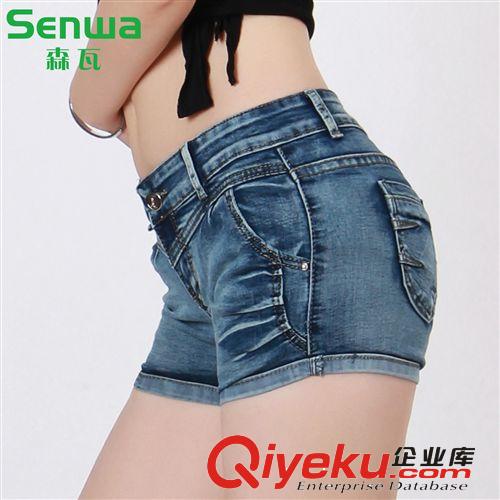 夏裝新款女式牛仔短褲批發(fā)9569 深藍(lán)色短褲女 廠家直銷爆款直筒褲原始圖片2
