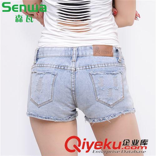 森瓦牛仔短褲女夏批發 9593淺色短褲女 時尚新款牛仔短褲一件代發原始圖片3