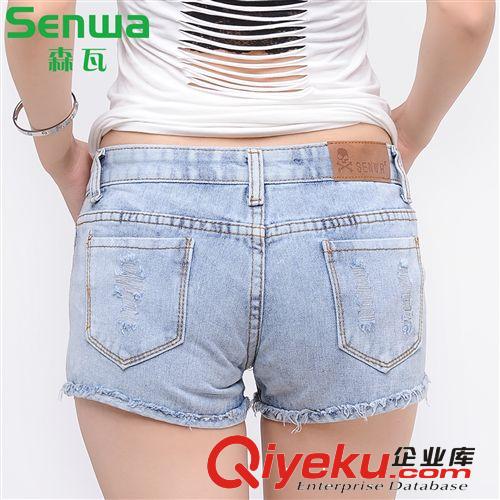 森瓦牛仔女式牛仔短褲夏 9562磨破短褲女潮 翻邊牛仔短褲一件代發(fā)原始圖片3