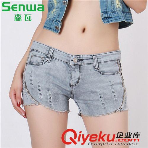 森瓦牛仔女式牛仔短褲夏 9562磨破短褲女潮 翻邊牛仔短褲一件代發(fā)