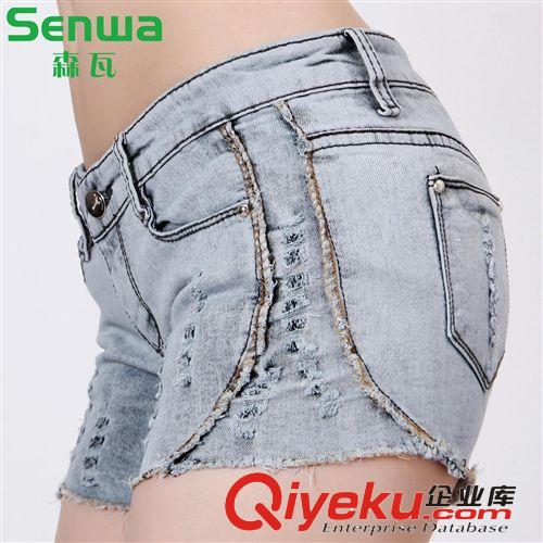 2014{zx1}款手工磨破牛仔短褲女批發 9553彈力顯瘦牛仔短褲批發熱原始圖片3