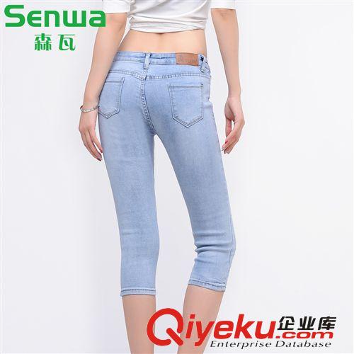 【預(yù)售】2014夏裝新款七分褲女潮馬褲燙珠七分牛仔褲女夏季女裝原始圖片3