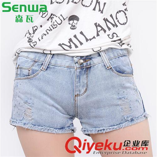 森瓦牛仔女式牛仔短褲夏 9562磨破短褲女潮 翻邊牛仔短褲一件代發