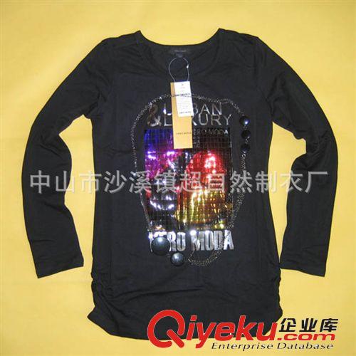 沙溪制衣廠加工女式長袖T恤 韓版純棉女式打底衫 外貿(mào)原始圖片2