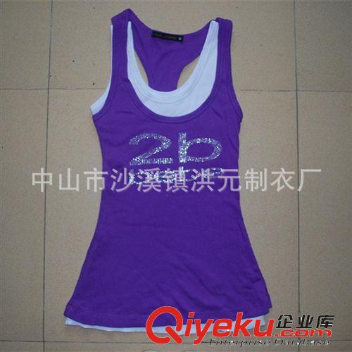 廠家定做外貿(mào)全棉拉架燙銀燙鉆女式吊帶背心