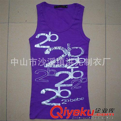 廠家定做外貿(mào)全棉拉架燙銀燙鉆女式吊帶背心