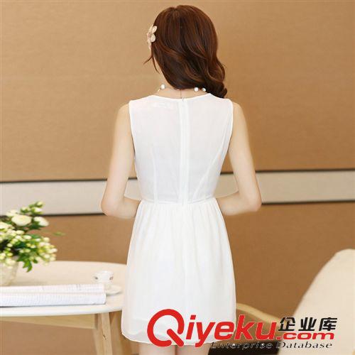 夏季新款韓版通勤淑女刺繡歐根紗雪紡背心連衣裙原始圖片2