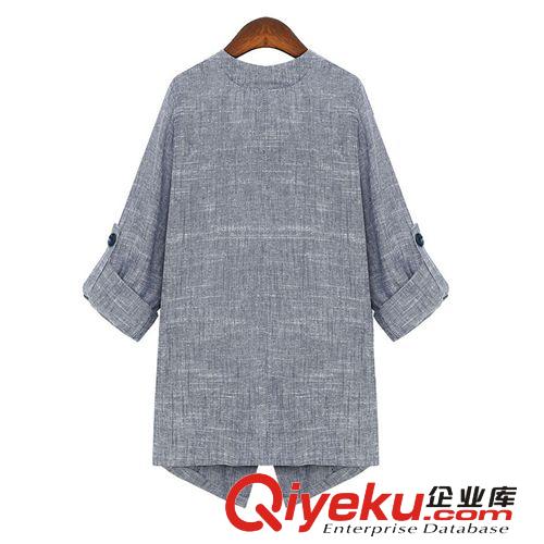 2013秋裝新款歐美原單修身七分袖休閑外套 百搭亞麻料顯瘦開衫原始圖片2