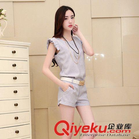 2014夏季女裝批發(fā) 時尚韓版新款 修身顯瘦色條紋歐根紗連衣裙夏季