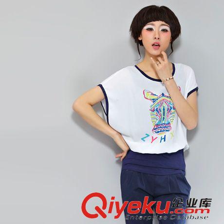 2014女裝休閑套裝夏 韓版短袖休閑套裝女 衛(wèi)衣兩件套裝潮原始圖片3